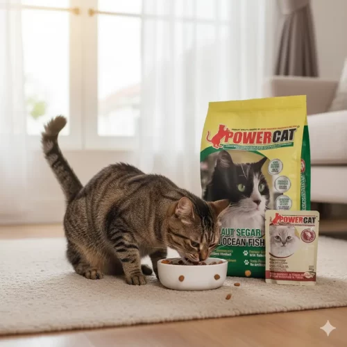 cat eat powercat cat food greedily