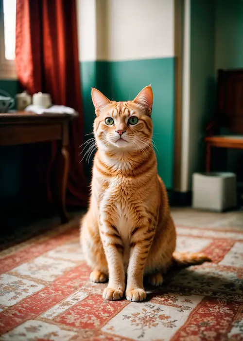 A healthy adult cat due to eating powercat premium cat food.